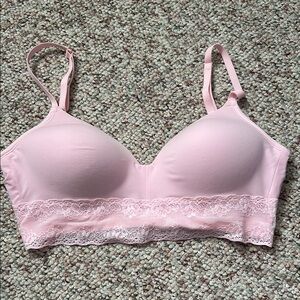 Natori Pink Lace Trim Bra